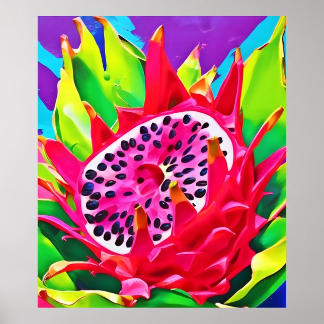 Neon Dragon Fruit Splendor Poster (Framsidan)