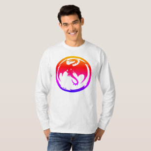 Neon Dragon herr vit långärmad skjorta T Shirt