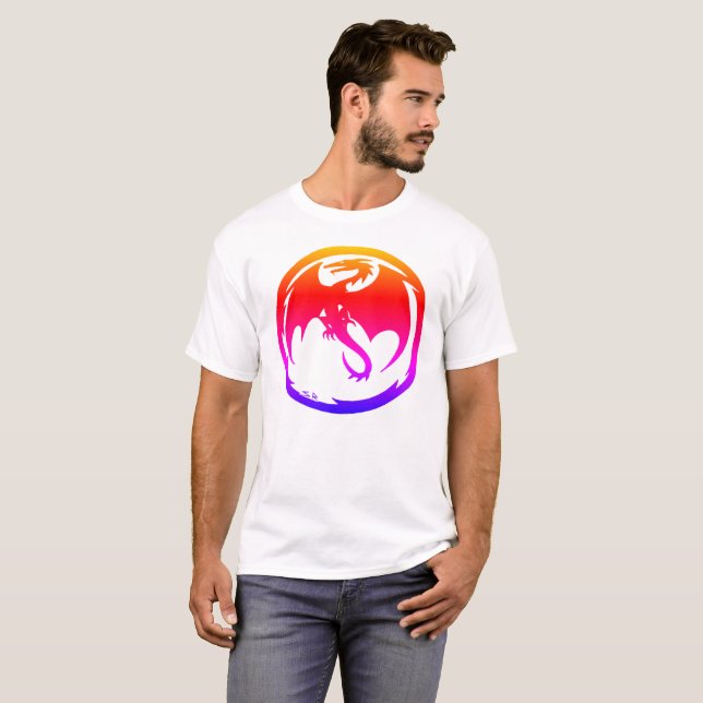 Neon Dragon herr vit T-shirt (Hel framsida)