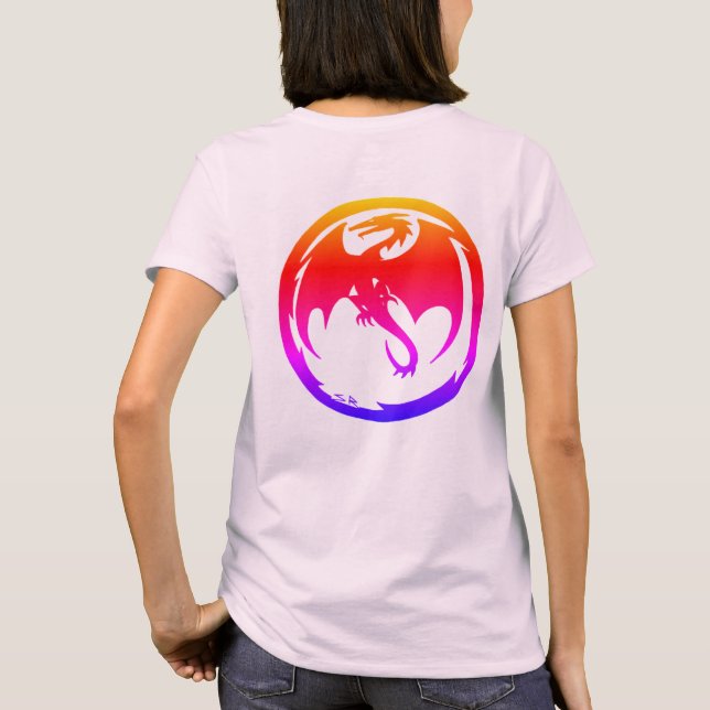 Neon Dragon kvinnor blekrosa t-shirt baksida (Baksida)