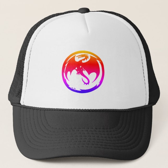 Neon Dragon svart truckerhatt Keps (Framsida)