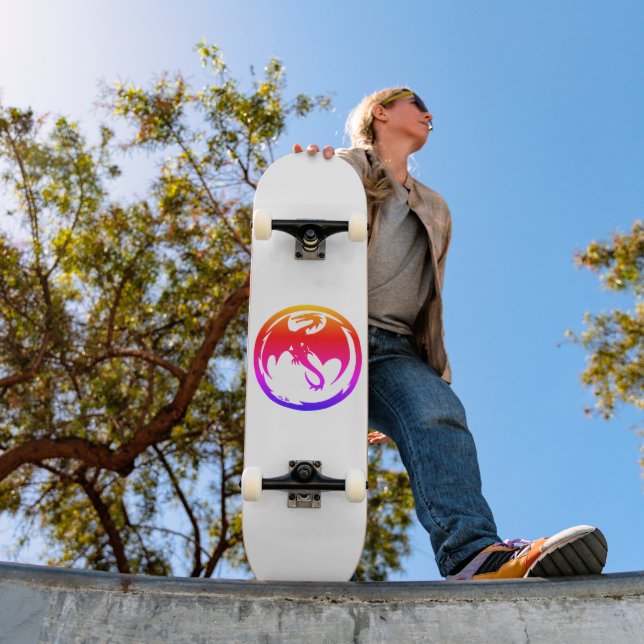Neon Dragon White Skateboard (Utomhus 1)