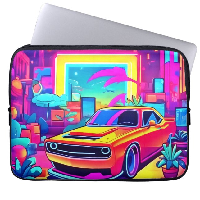 Neon Dream Car Escape Laptop Fodral (Framsidan)