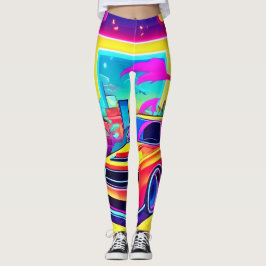 Neon Dream Car Escape Leggings
