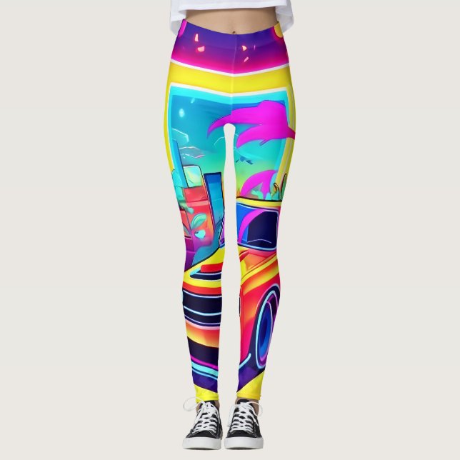 Neon Dream Car Escape Leggings (Framsida)