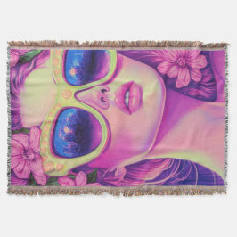 Neon Dream Girl med Blommigt Sunglasses Filt