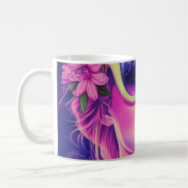 Neon Dream Girl med Blommigt Sunglasses Kaffemugg