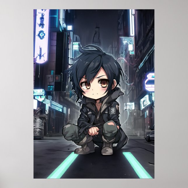 Neon Dreams: A Chibis cyberpunk Anime Äventyr Poster (Framsidan)