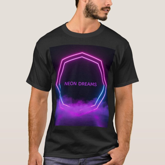 Neon Dreams Anpassat Namn Retro 80-tals Synthwave  T Shirt (Framsida)