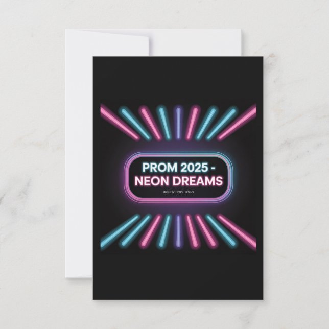 Neon Dreams - djärv Modern Prom-inbjudan Inbjudningar (Framsida)