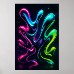 Neon Dreams II Abstrakt Canvas Krom Väggkonst