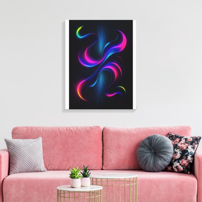 Neon Dreams III  Galleri Konst | Modern Abstrakt Canvastryck (Insitu (Vardagsrum))