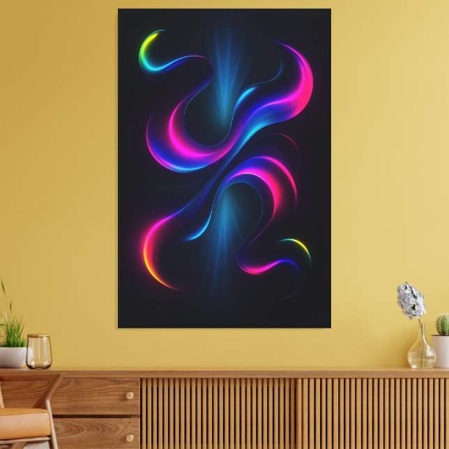 Neon Dreams III Metal Wall Art | Modern Abstract Canvastryck (Insitu (Vardagsrum))