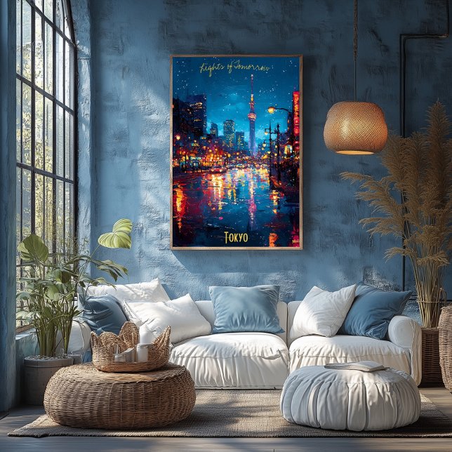 Neon Dreams of Tokyo - Shimmering City Reflection Poster (Skapare uppladdad)