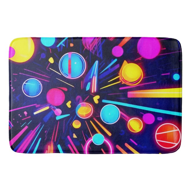 Neon Dreams - Psychedelic Shapes & Färg Badrumsmatta (Framsidan)