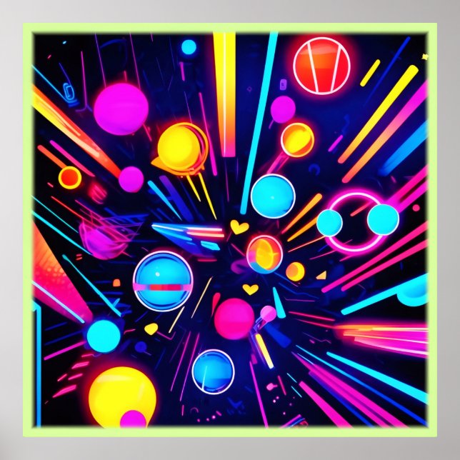 Neon Dreams - Psychedelic Shapes & Färg Poster (Framsidan)