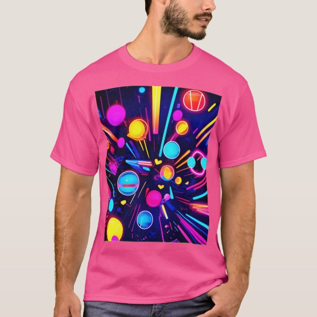 Neon Dreams - Psychedelic Shapes & Färg T Shirt (Framsida)
