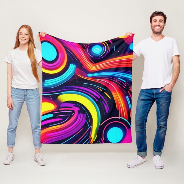 Neon Dreamscape Art Fleecefilt (På plats)