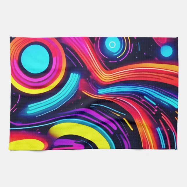 Neon Dreamscape Art Kökshandduk (Horisontell)