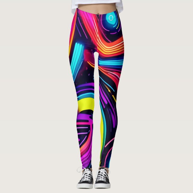 Neon Dreamscape Art Leggings (Framsida)