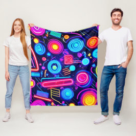 Neon Dreamscape: En brant Abstrakt Art Fleecefilt