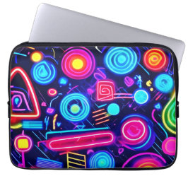 Neon Dreamscape: En brant Abstrakt Art Laptop Fodral