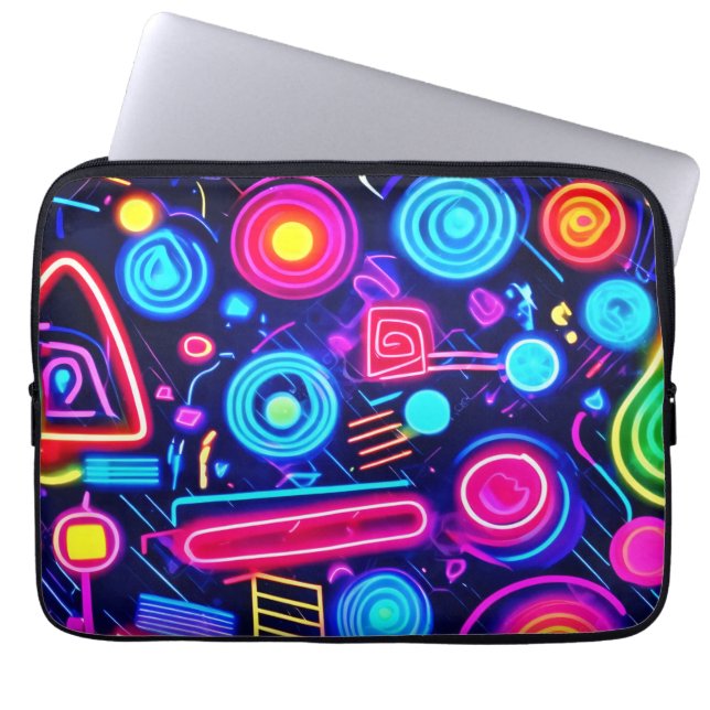 Neon Dreamscape: En brant Abstrakt Art Laptop Fodral (Framsidan)