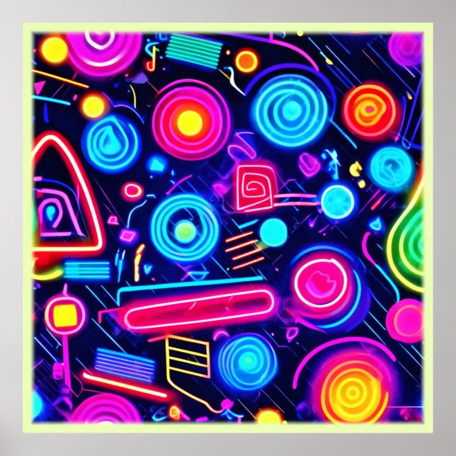 Neon Dreamscape: En brant Abstrakt Art Poster (Framsidan)