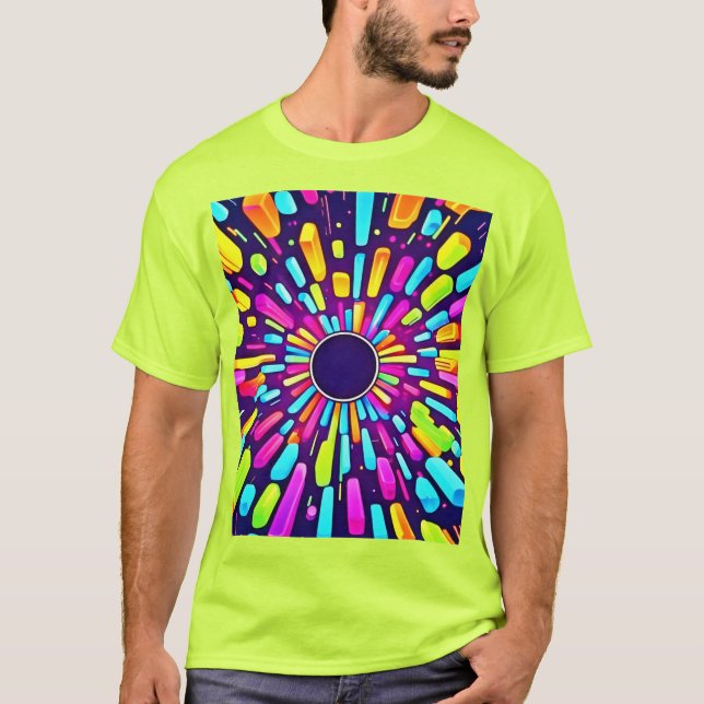 Neon Dreamscape: Psychedelic Journey T Shirt (Framsida)