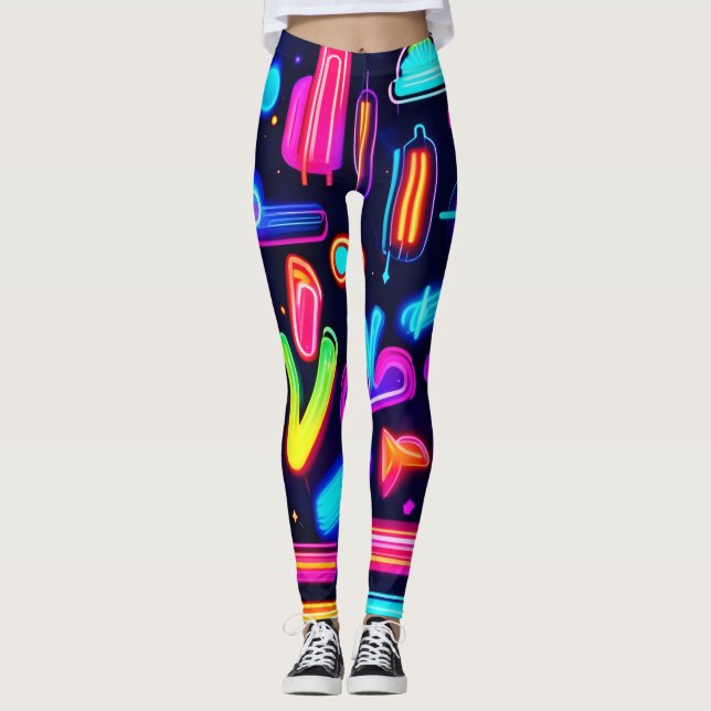 Neon Dreamscape Symphony Leggings (Framsida)