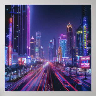 Neon Drenched Dubai Poster