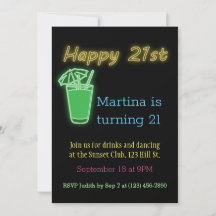 Neon Drinks and Dancing 21st Birthday Party