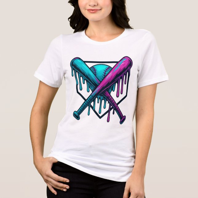 Neon Drip Baseball Fladdermus T-Shirt Design - fet (Framsida)