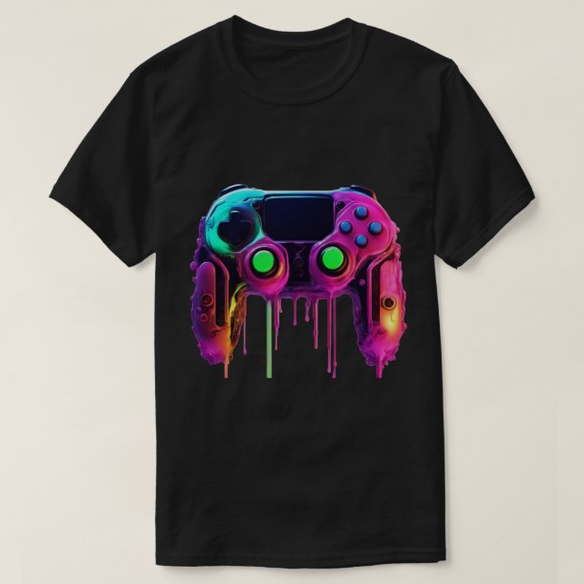 Neon Drip Game Controller T-Shirt (Design framsida)