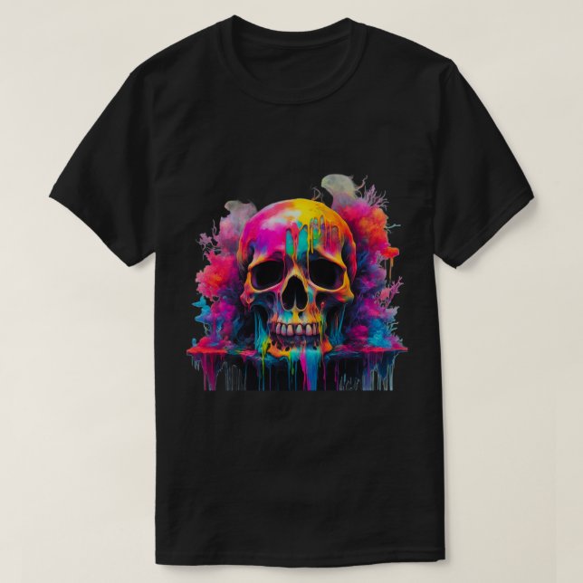 Neon Drip Skalle Herr Basic T-Shirt (Design framsida)