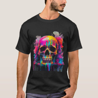 Neon Drip Skalle Herr Basic T-Shirt