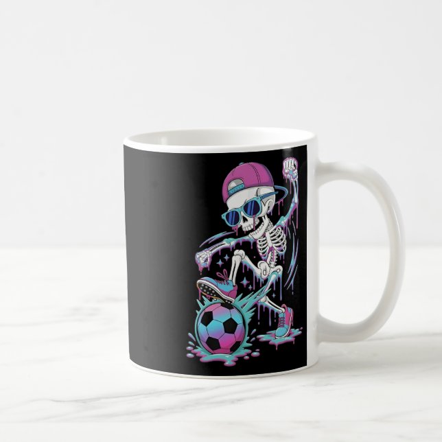 Neon Drip Skelett Fotbollsspelare Graffiti Gatukon Kaffemugg (Höger)