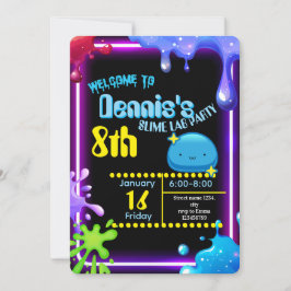 Neon Drip Slime Birthday Party Invitation Kids Inbjudningar