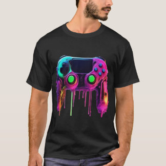 Neon Drip Spelkontroll T-Shirt