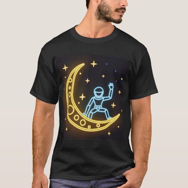 Neon Drömmar: Astronaut på Månen T Shirt (Framsida)