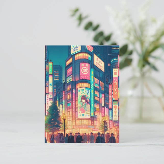 Neon Drömmar av Shibuya Vykort (Stående Fram)