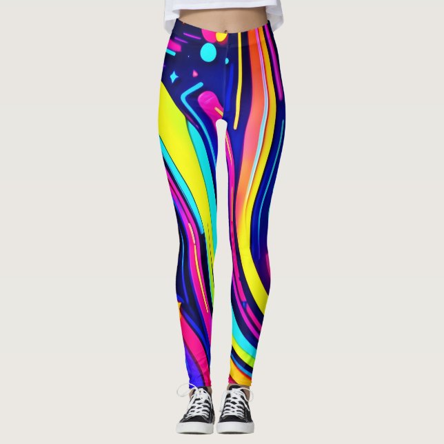 Neon Drömmar: En Psykedelisk Digital Odysé Leggings (Framsida)