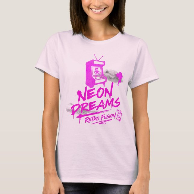 Neon Drömmar Retro Fusion – Arkad Graffiti T Shirt (Framsida)
