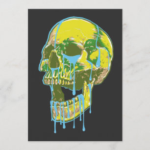 Neon Droppande Skalle Illustration – Fet Grungekon Inbjudningar