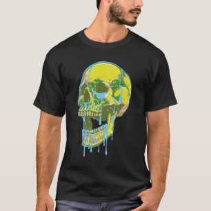 Neon Droppande Skalle Illustration – Fet Grungekon T Shirt