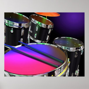 Neon Drums Poster