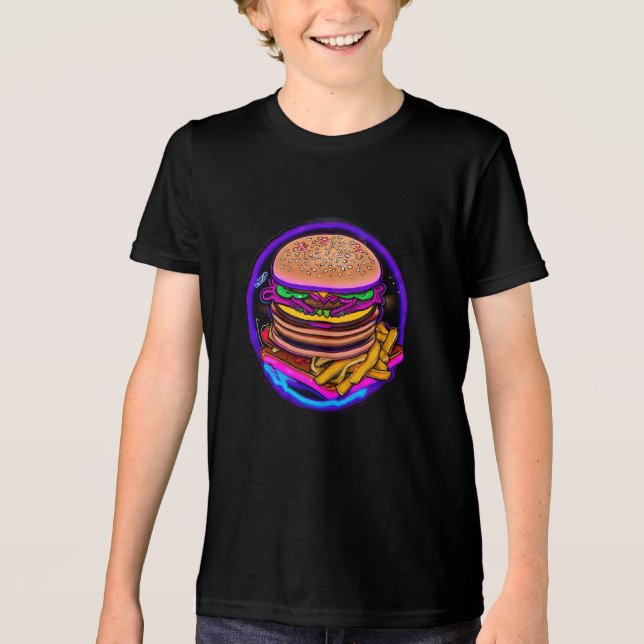 Neon dubbel cheeseburgare t shirt (Framsida)