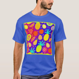 Neon Dynamic Fruit Mönster Art T Shirt