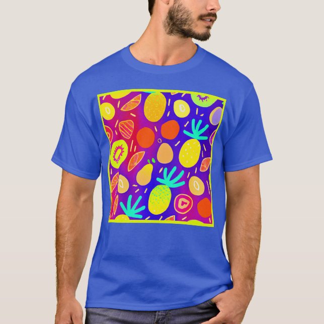 Neon Dynamic Fruit Mönster Art T Shirt (Framsida)