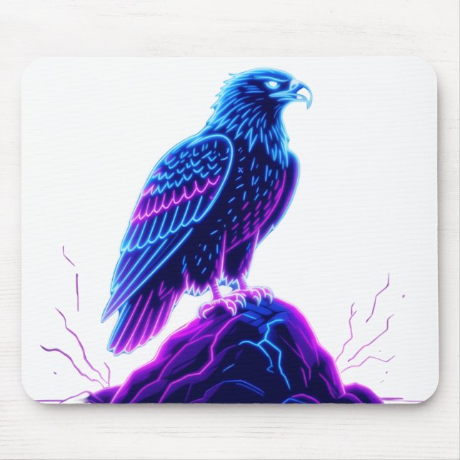 Neon Eagle on Glowing Rock – Cyberpunk Style Musmatta (Framsidan)